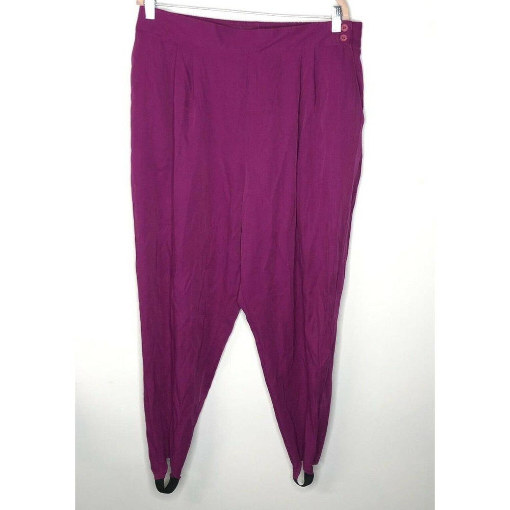 Vintage Worthington Women's Stirrup Pants Fushcia Pink Neon Plus Size 24 80's